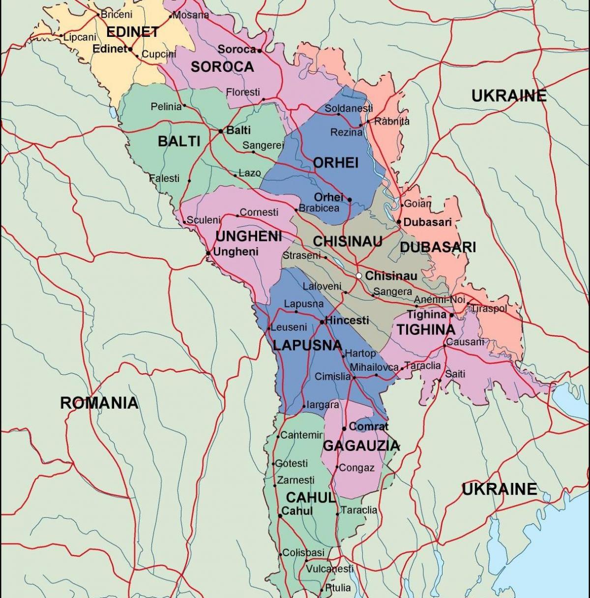 خريطة مولدوفا السياسية
